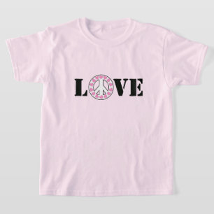 Pink Liebe & Friedenszeichen Herzen T-Shirt