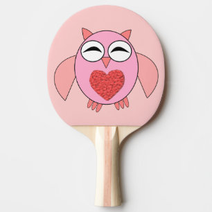 Pink Liebe Heart Owl Pong Paddel Tischtennis Schläger
