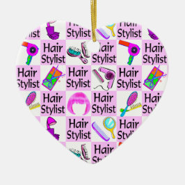 PINK LIEBE HERZHAARHAARER STYLIST CHRISTMAS ORNANA KERAMIKORNAMENT