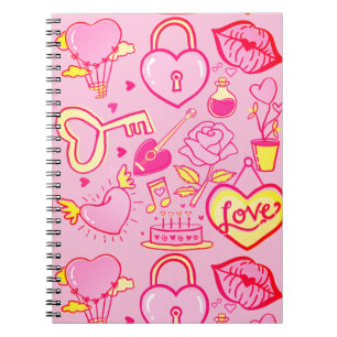 Pink-Liebe-Muster-Notebook Notizblock