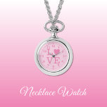 Pink Liebe Necklace Watch Armbanduhr<br><div class="desc">Necklace Watch Geschenk. Mit dem Wort "Liebe" und einer Herzform,  die den Buchstaben O. Dark und Hellrosa ersetzt.</div>