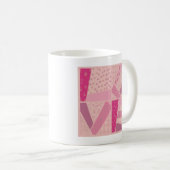 Pink Liebe Quilt Blockvalentine Hochzeitdesign Kaffeetasse (VorderseiteRechts)