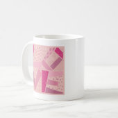 Pink Liebe Quilt Blockvalentine Hochzeitdesign Kaffeetasse (Vorderseite Links)