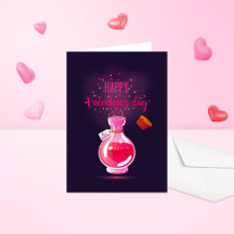 Pink Liebe Tränke Happy Valentine Day Faltcard