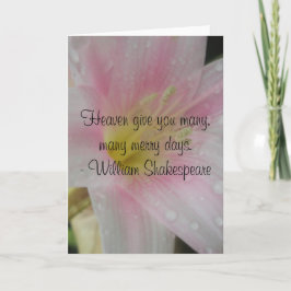 Pink Liebe Wedding Shakespeare Zitat Feiertagskarte