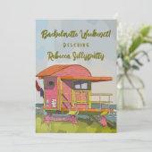 Pink Lifeguard Vibes Bachelorette Weekend Einladung (Stehend Vorderseite)