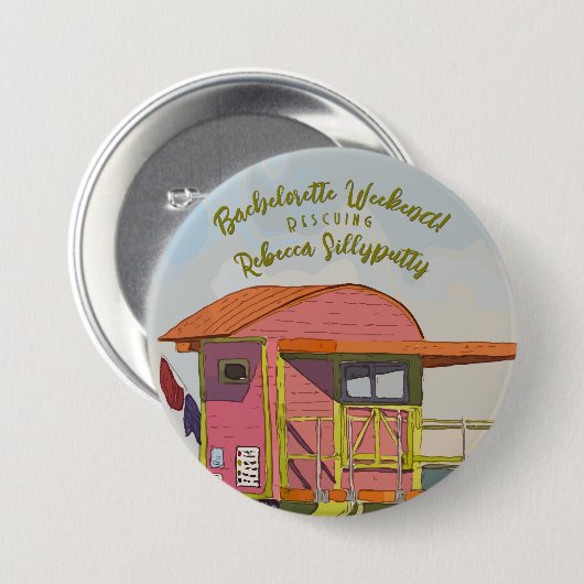 Pink Lifeguard Vibes Bachelorette Wochenende Button (Vorne & Hinten)