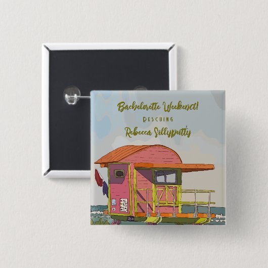 Pink Lifeguard Vibes Bachelorette Wochenende Button (Vorne & Hinten)