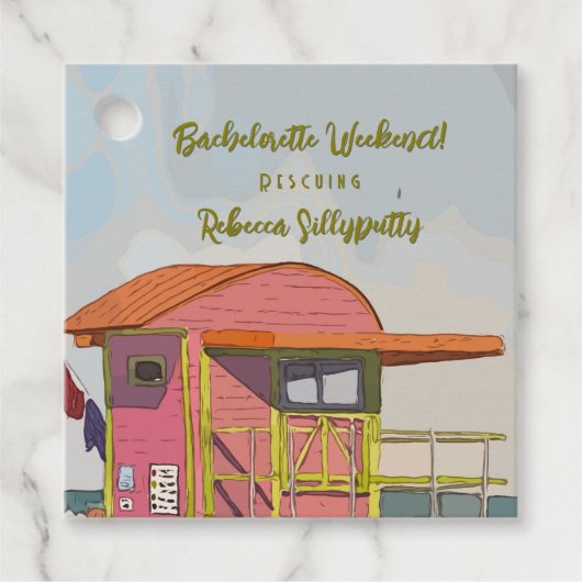 Pink Lifeguard Vibes Bachelorette Wochenende Geschenkanhänger (Vorderseite)