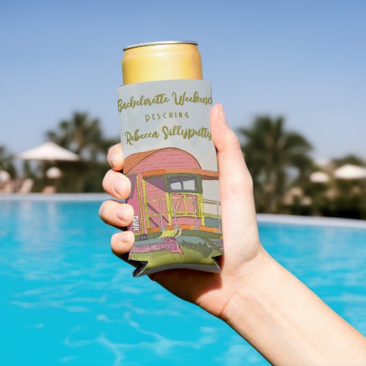 Pink Lifeguard Vibes Bachelorette Wochenende Selters Dosenkühler (In Situ Pool)