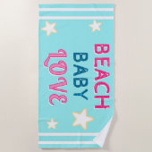 Pink Light Blue Beach Baby Love Stars Strandtuch (Vorderseite)