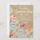 Pink Light Blue Feminine Galentine Tea Party Einladung (Vorderseite)