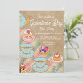 Pink Light Blue Feminine Galentine Tea Party Einladung (Stehend Vorderseite)