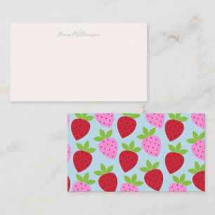 Pink Light Blue Strawberry Frucht Individuelle Nam Mitteilungskarte