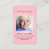Pink Light Foto Beerdigungskarte Visitenkarte (Vorderseite)