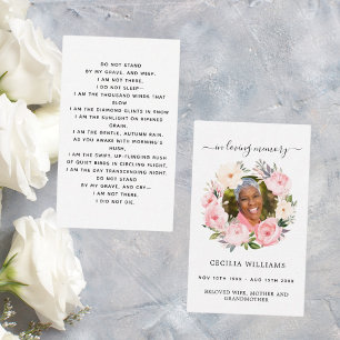 Pink Light Foto Blumenkranz Beerdigungskarte Visitenkarte