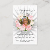 Pink Light Foto Blumenkranz Beerdigungskarte Visitenkarte (Vorderseite)