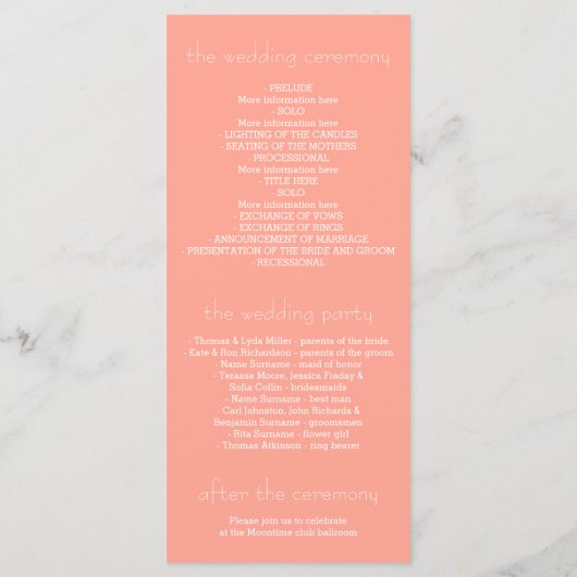 Pink Light Watercolor Swash Wedelprogramme Programm (Rückseite)