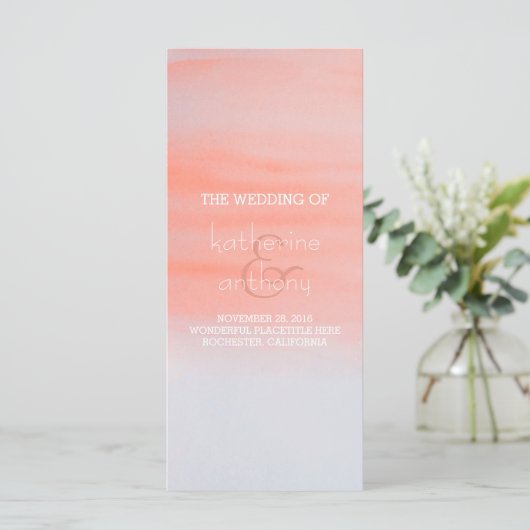 Pink Light Watercolor Swash Wedelprogramme Programm (Stehend Vorderseite)