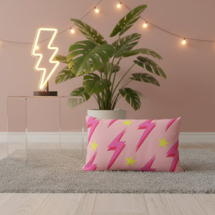 Pink Lightning Bolt Grafik Statement Dekor Lendenkissen