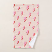 Pink Lightning Bolt Pattern Badhandtuch Set (Handtuch)
