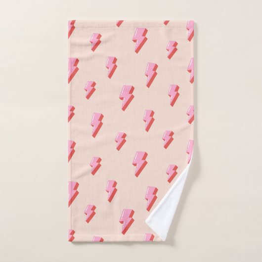 Pink Lightning Bolt Pattern Badhandtuch Set (Handtuch)