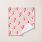 Pink Lightning Bolt Pattern Badhandtuch Set (Waschlappen)