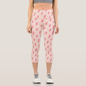 Pink Lightning Bolt Pattern Capri Leggings (Vorderseite)