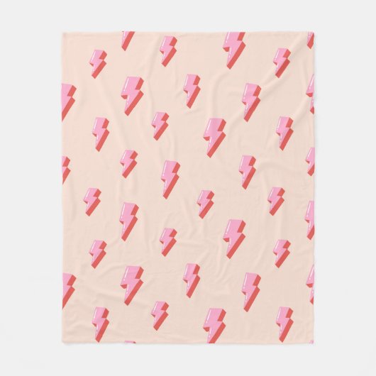 Pink Lightning Bolt Pattern Fleecedecke (Vorderseite)