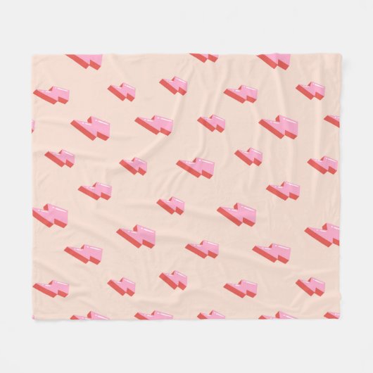 Pink Lightning Bolt Pattern Fleecedecke (Vorderseite (Horizontal))