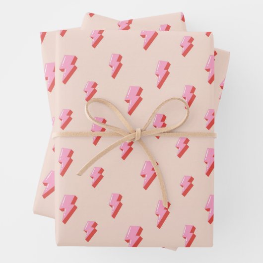 Pink Lightning Bolt Pattern Geschenkpapier Set (Beispiel)