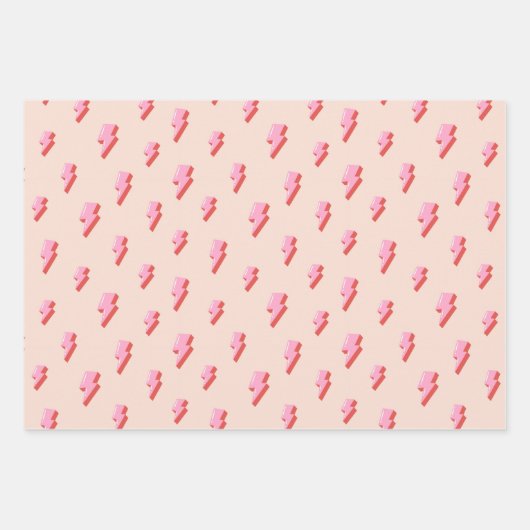 Pink Lightning Bolt Pattern Geschenkpapier Set (Vorderseite)