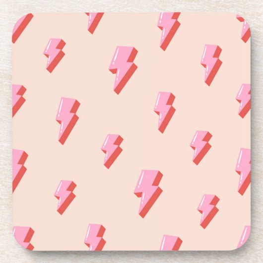 Pink Lightning Bolt Pattern Getränkeuntersetzer (Vorderseite)