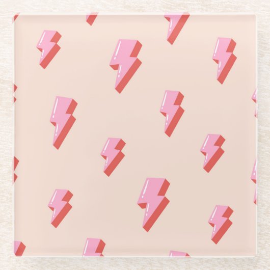 Pink Lightning Bolt Pattern Glasuntersetzer (Vorderseite)