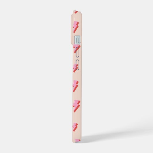 Pink Lightning Bolt Pattern iPhone 15 Hülle (Linke Seite)