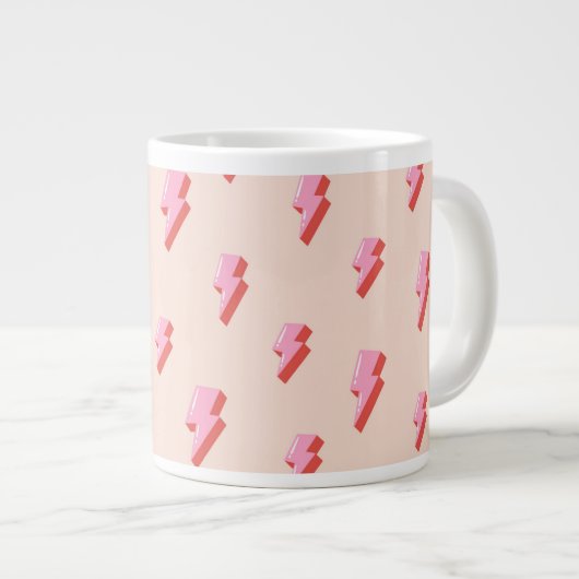 Pink Lightning Bolt Pattern Jumbo-Tasse (Vorderseite Rechts)
