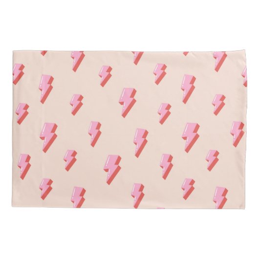 Pink Lightning Bolt Pattern Kissenbezug (Rückseite-Links)