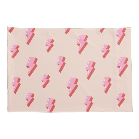 Pink Lightning Bolt Pattern Kissenbezug (Rückseite-Rechts)