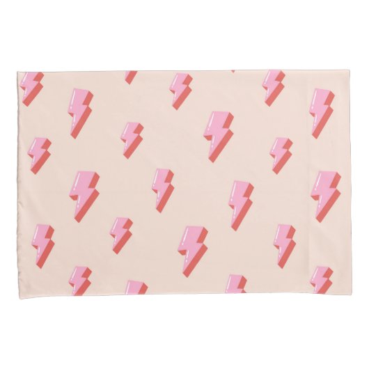 Pink Lightning Bolt Pattern Kissenbezug (Vorderseite-Rechts)