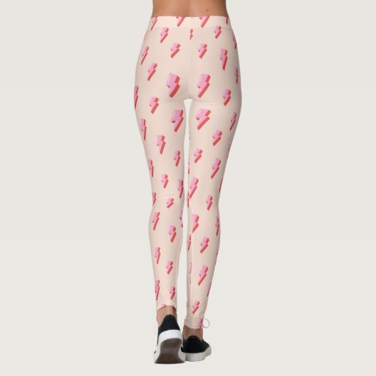 Pink Lightning Bolt Pattern Leggings (Rückseite)