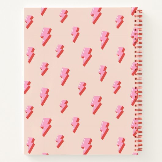 Pink Lightning Bolt Pattern | PERSONALISIERT Notizblock (Rückseite)