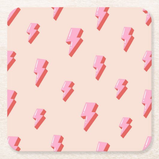 Pink Lightning Bolt Pattern Rechteckiger Pappuntersetzer (Vorderseite)