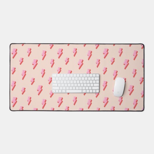 Pink Lightning Bolt Pattern Schreibtischunterlage (Tastatur & Maus)