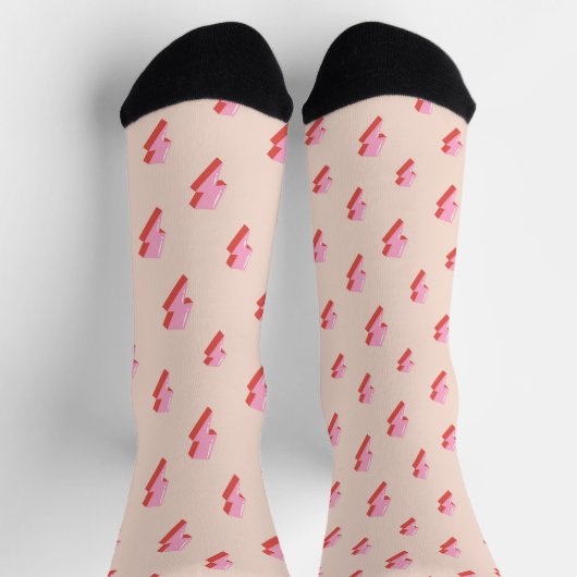 Pink Lightning Bolt Pattern Socken (Oben)