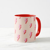 Pink Lightning Bolt Pattern Tasse (VorderseiteRechts)