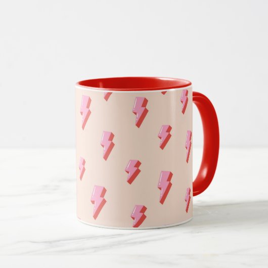 Pink Lightning Bolt Pattern Tasse (VorderseiteRechts)
