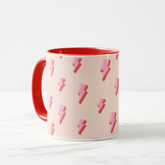 Pink Lightning Bolt Pattern Tasse (Vorderseite Links)