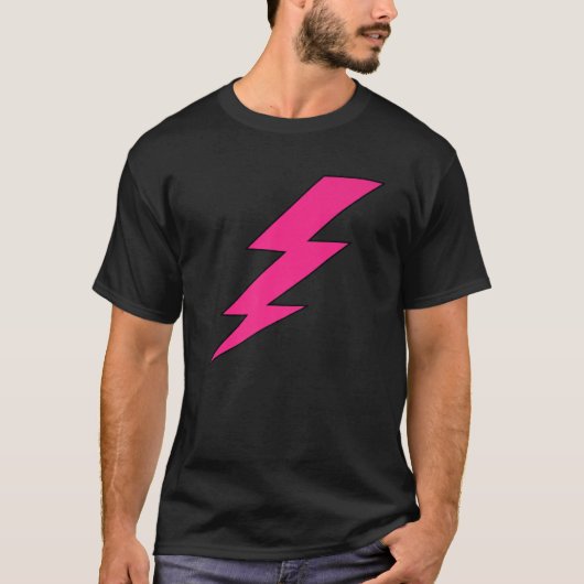 Pink Lightning Bolt Thunder 80er Jahre Theme Cos T-Shirt (Vorderseite)