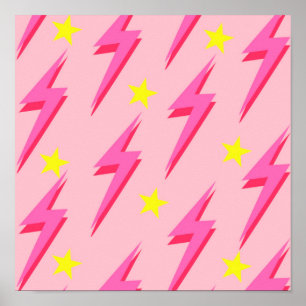 Pink Lightning Pattern Poster für fette Wanddekora