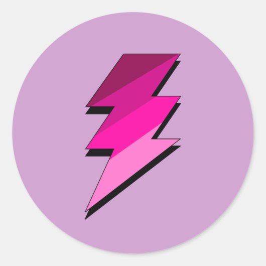 Pink Lightning Thunder Bolt Runder Aufkleber (Vorderseite)
